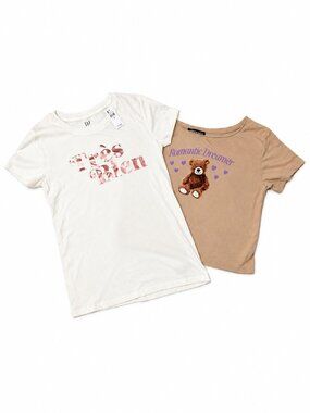 Women's Graphic Tee Bundle 2 Shirts Size S - GAP Tres Bien + Teddy Bear Crop Top